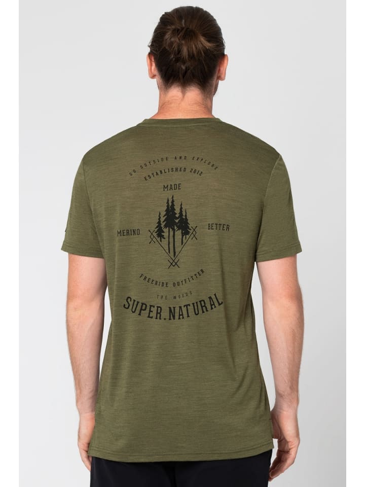 super.natural Merino T-Shirt M FREERIDE TEE in oliv günstig kaufen S