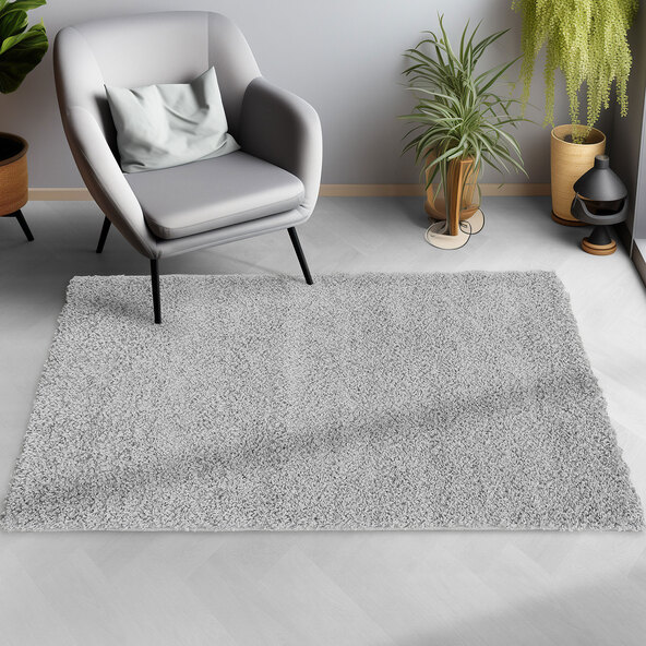 Hochflor Teppich, 160x230 cm, hellgrau
