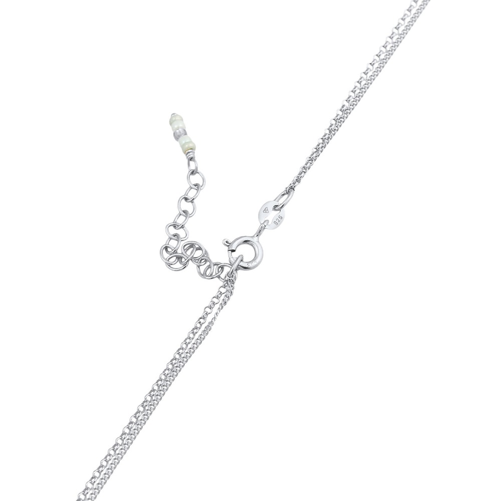 Elli Elli Collier Pendentif femme plaque perles 2 couches en argent sterling 925 collier