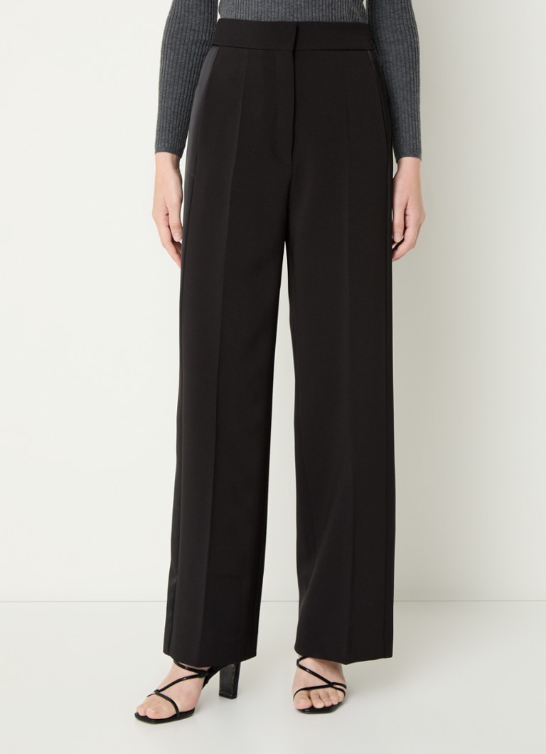 Sandro high-waist loose-fit trousers with satin details