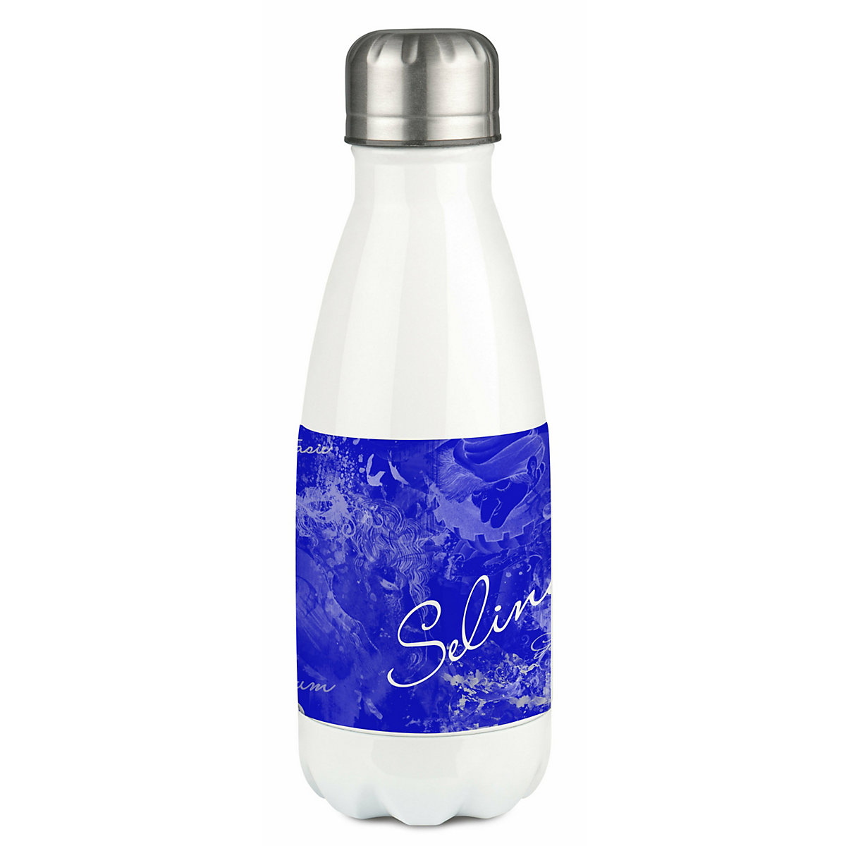 Edelstahl Kinder Thermoflasche / Trinkflasche bunt Traum Farbe blau Spülmaschinenfest, Auslaufsicher, Bruchfest, Doppelwandig, Für Heißgetränke geeignet, Mit Deckel, Isoliert