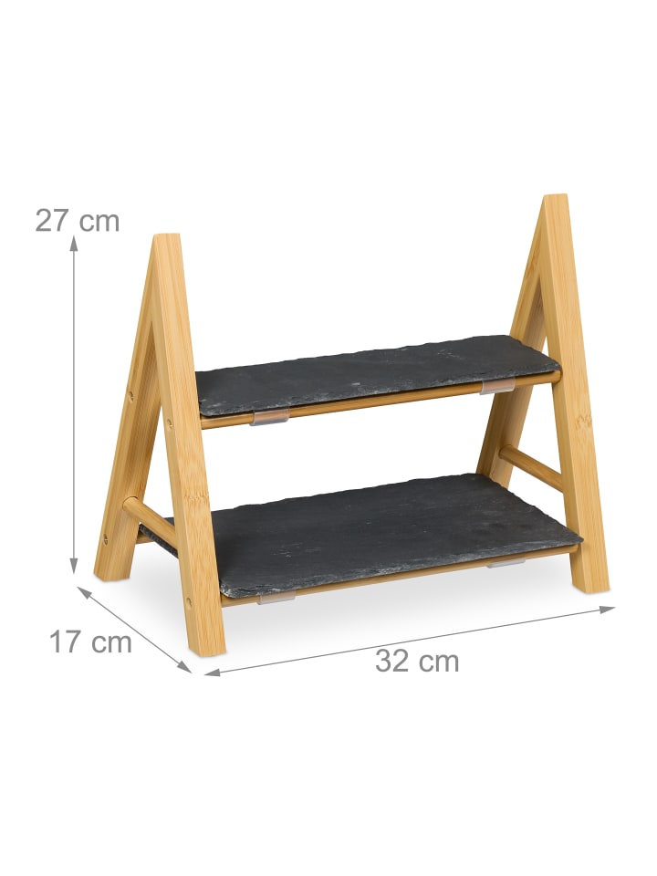 relaxdays Etagere in Natur/ Grau - (B)32 x (H)27 x (T)17 cm günstig kaufen onesize