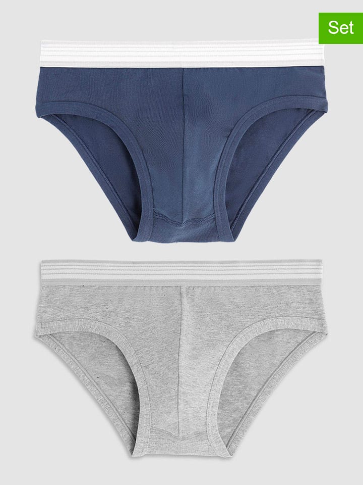 COTONELLA 2er-Set: Slips in Grau/ Dunkelblau günstig kaufen