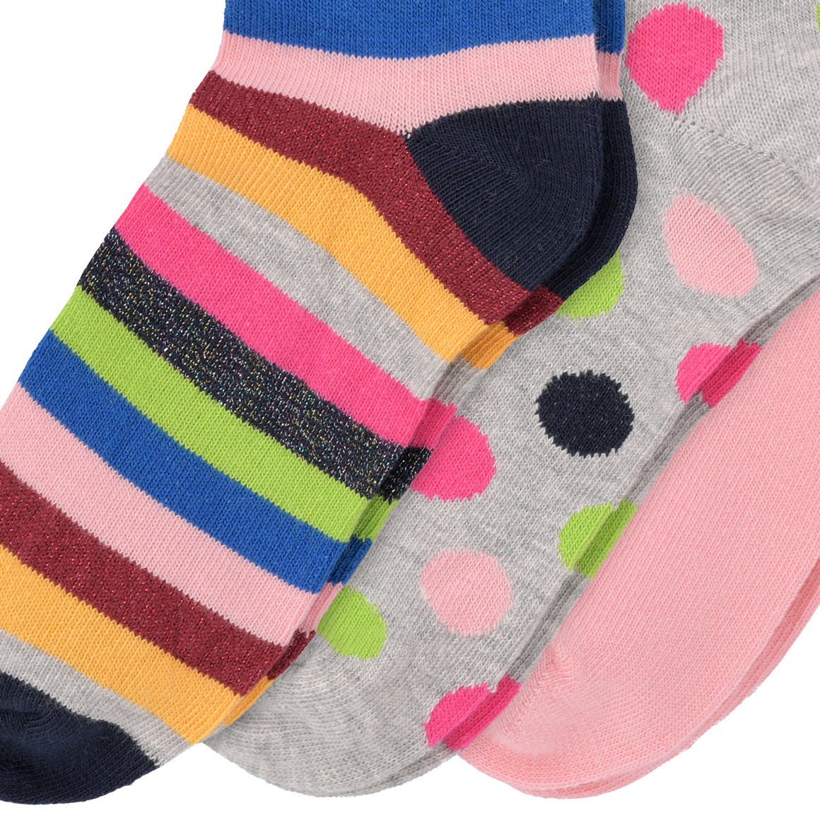 3 Paar Mädchen Socken in bunten Dessins