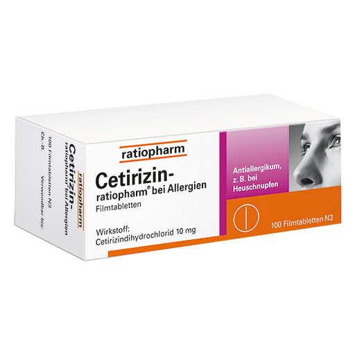 CETIRIZIN ratiopharm bei Allerg.10 mg Filmtabletten  100 St  Filmtabletten