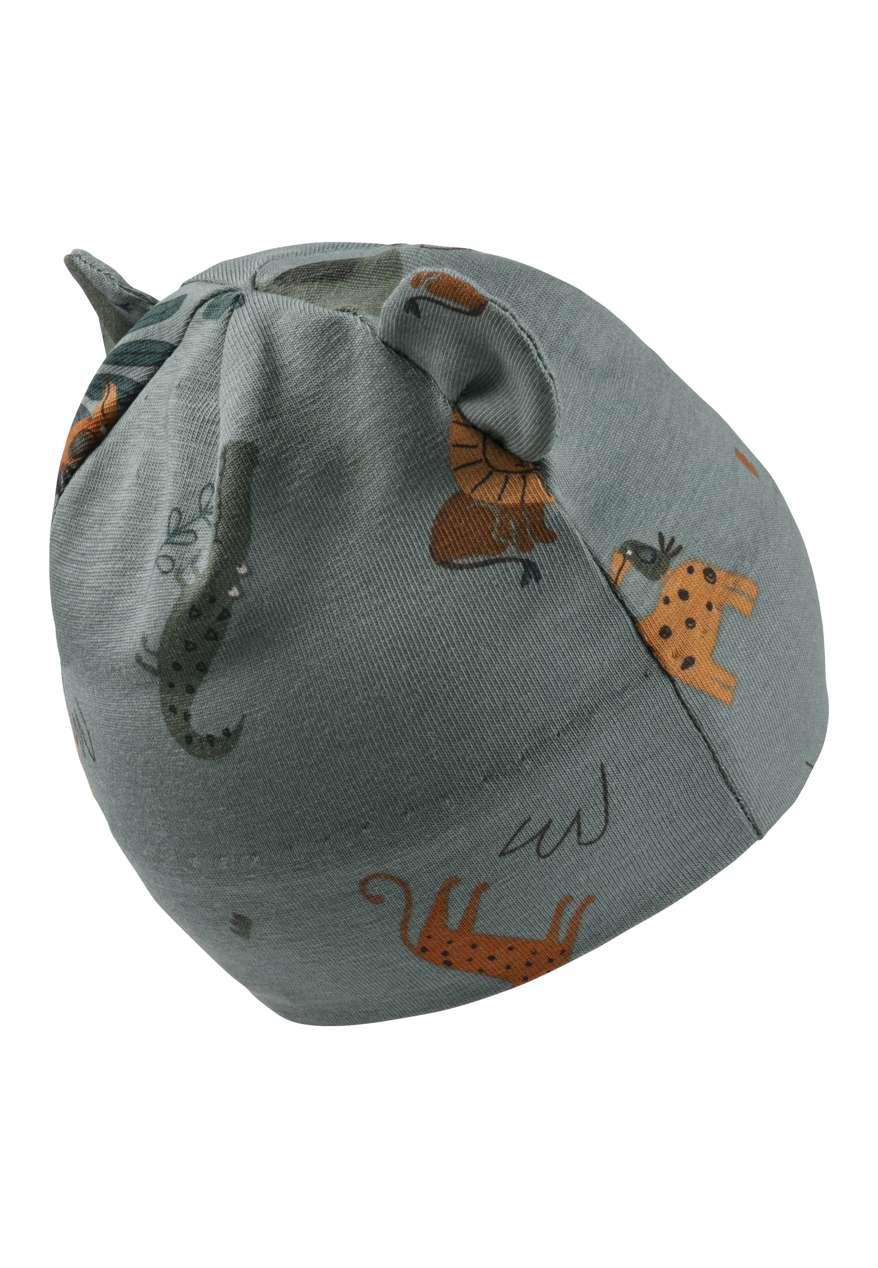 Beanie mit Öhrchen und bedruckt mit Tiermotiv