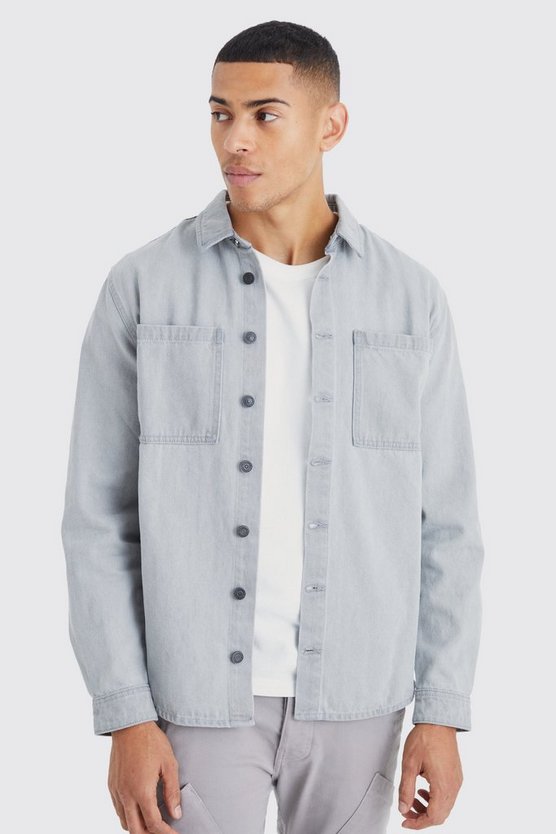 Langärmliges Denim-Overshirt