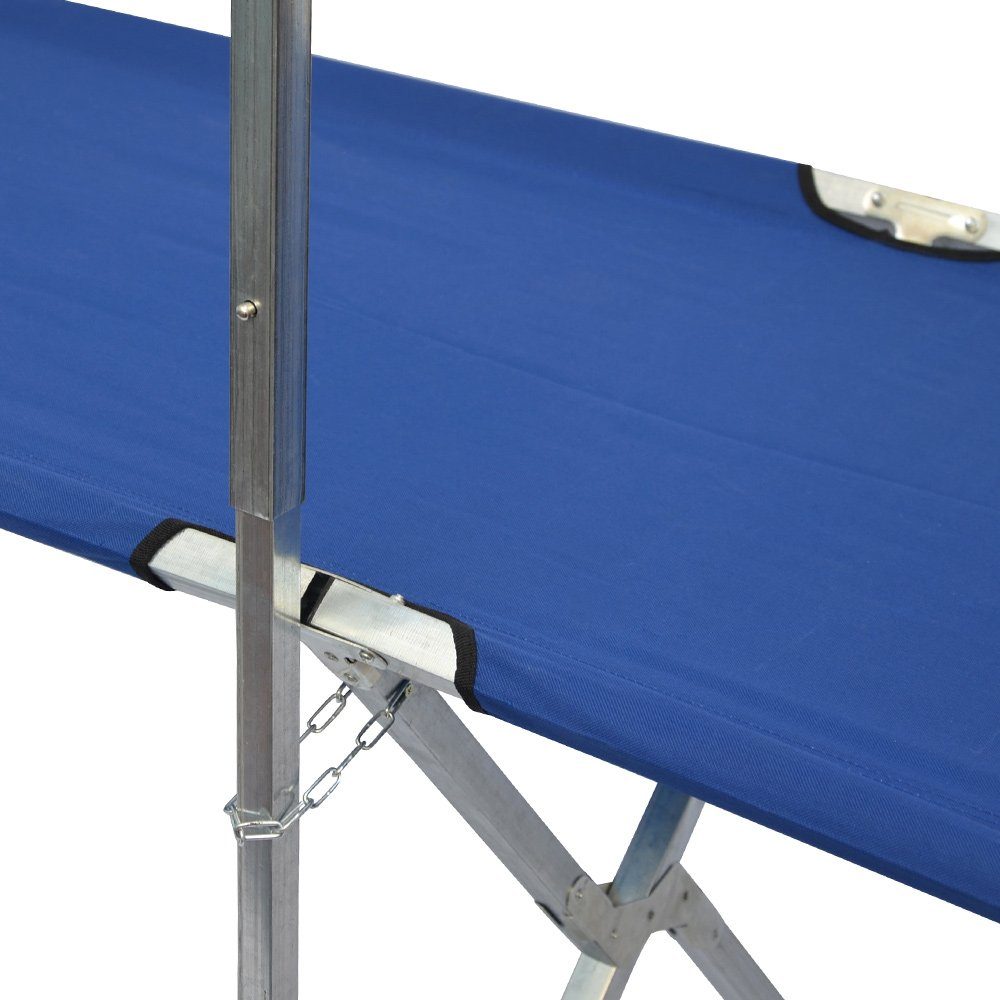 eyepower Klapptisch Verkaufstheke 2,05m + Kleiderstange faltbar, Markttisch Blau+Garderobe