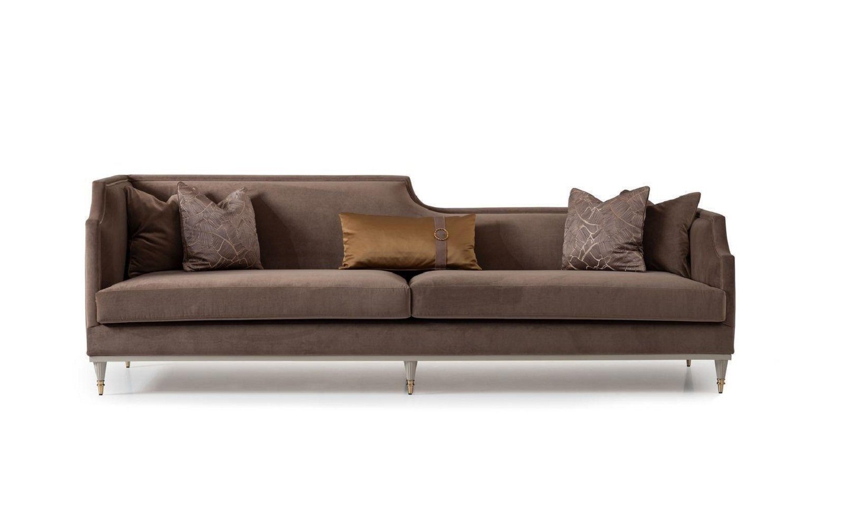 JVmoebel Wohnzimmer-Set Couchgarnitur Viersitzer 4 Sitz Couchtisch Stoffsofa Sessel Braun 4tlg, (4-St., 2x Sofa 4 Sitzer + 1x Sessel + 1x Couchtisch), Made in Europa