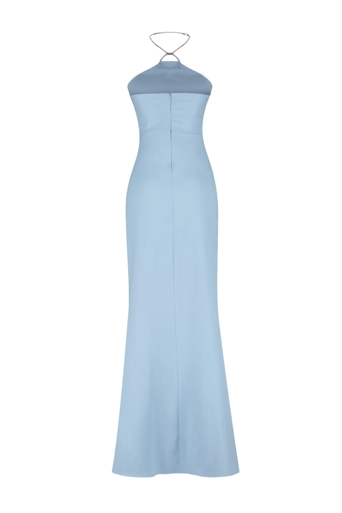 Trendyol Collection  Hellblaues, gefüttertes, gewebtes, glänzendes, mit Schmucksteinen besetztes, langes Abendkleid TPRSS23AE00160