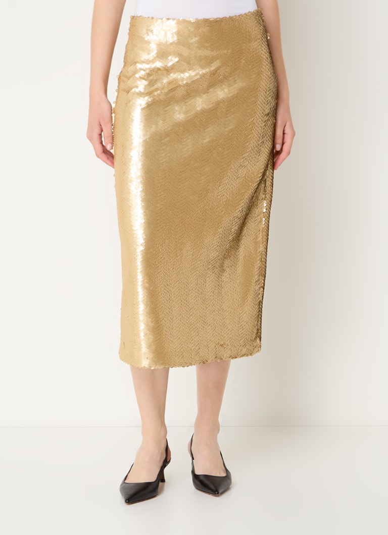 Expresso  Midi rok met pailletten en split