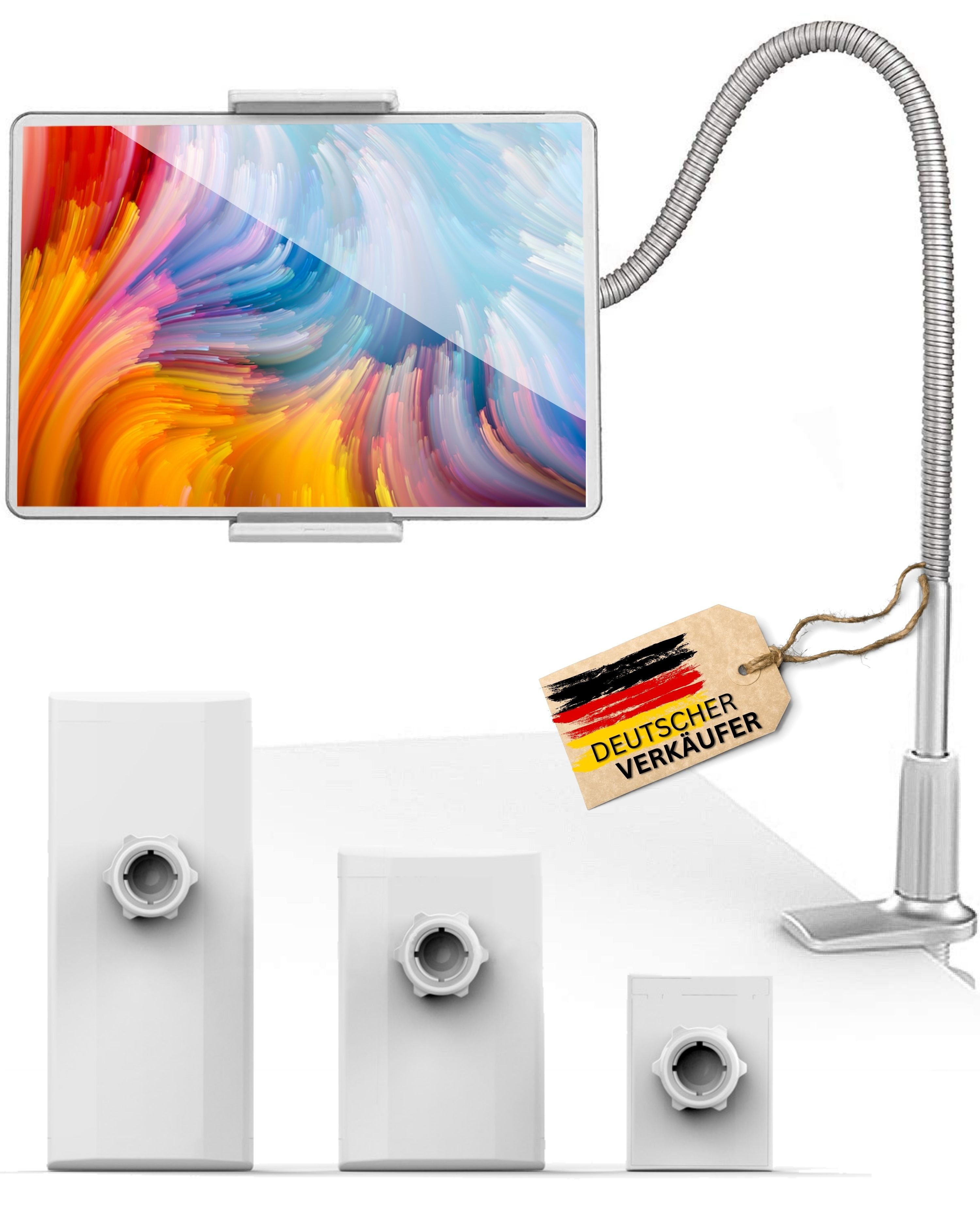 FLEXD-X Schwanenhals Tablet Halterung Tablet-Halterung, (iPad Halterung Bett / Tisch - Tablet Halterung Bett)