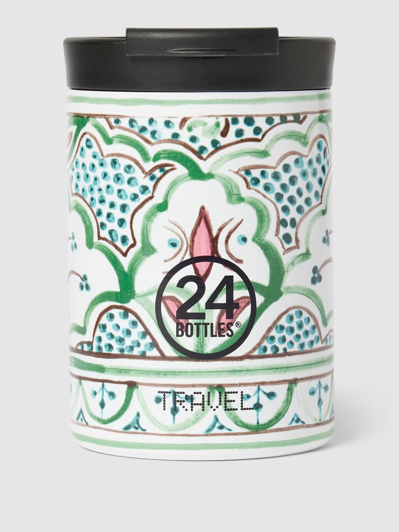 Kaffeebecher mit Allover-Muster Modell 'Travel Tumbler' in blau