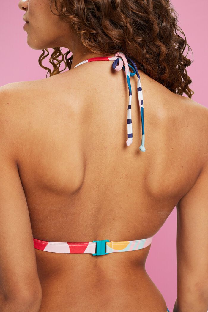 Wattiertes Neckholder-Bikinitop mit Print