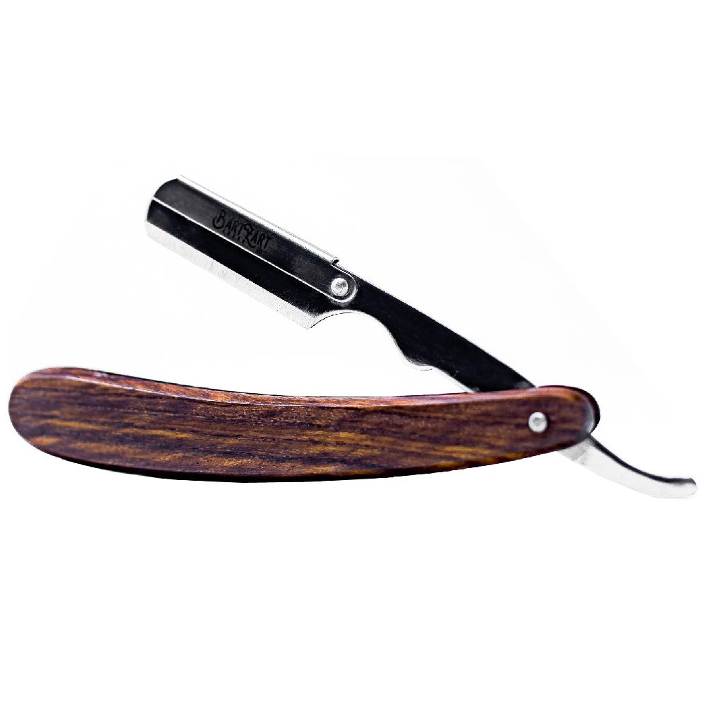 BartZart Rasiermesser mit Holzgriff und Kunstlederetui