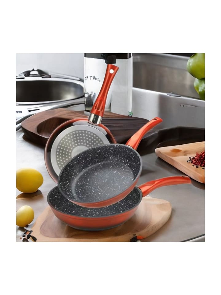 Cheffinger 3tlg Pfannenset Induktion Bratpfanne ø20-24-28cm in Rot günstig kaufen onesize