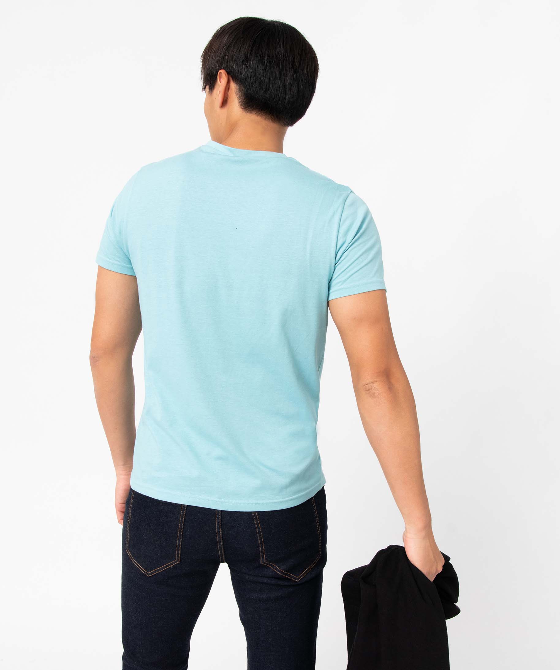 Tee-shirt homme à manches courtes et col V turquoise | GEMO