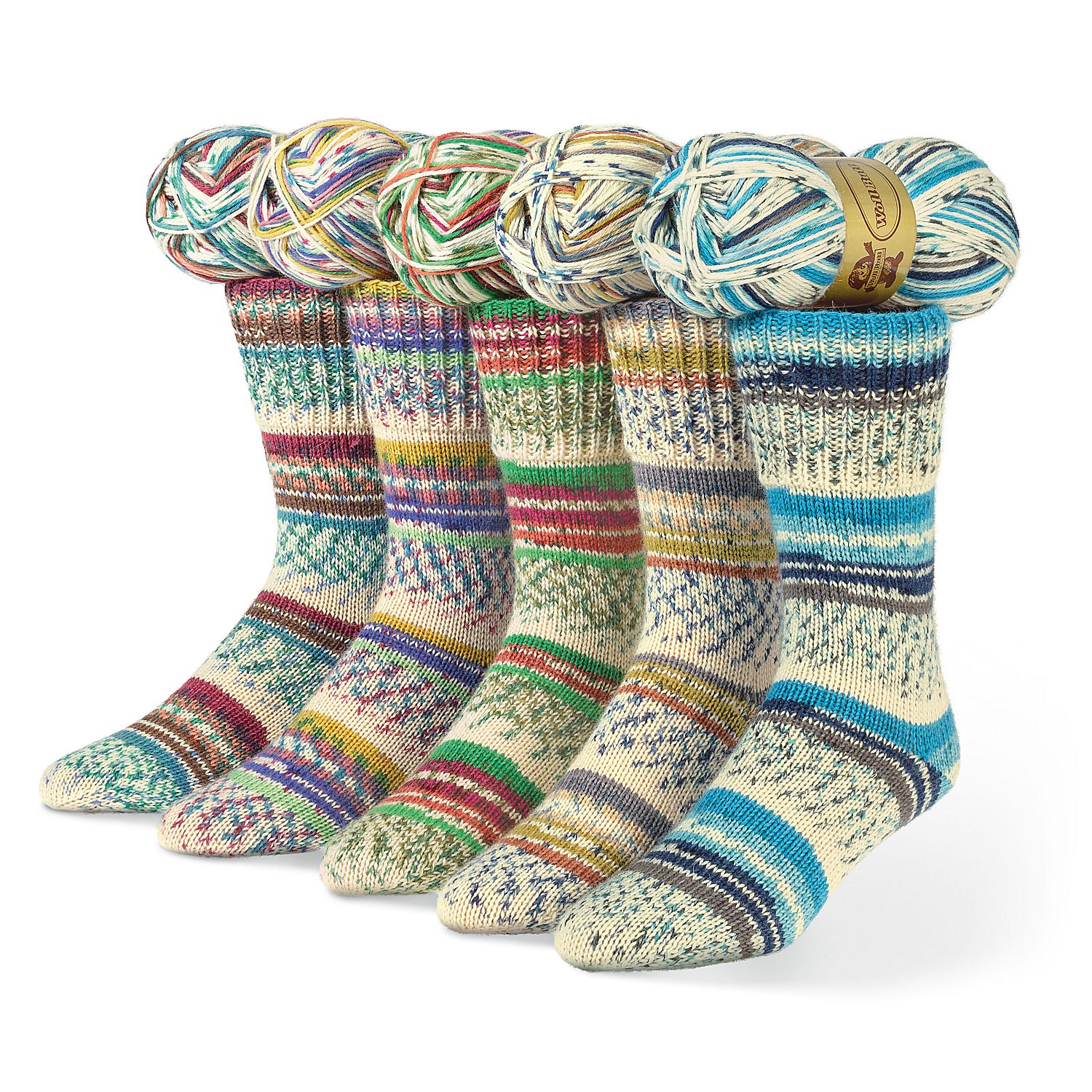 Woll Butt Socke 6-fach color