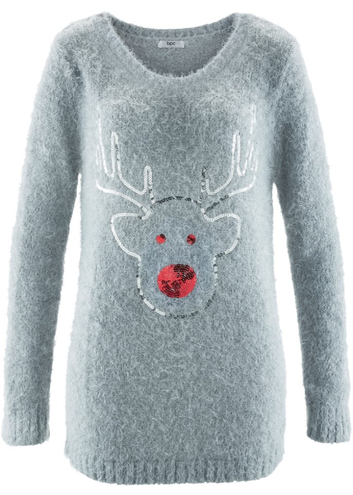 Weihnachtspullover Pailletten- Rentier