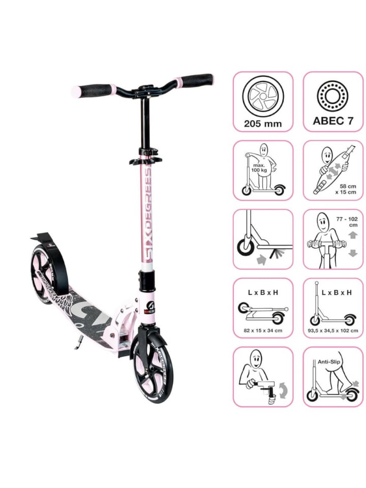 SIX DEGREES Roller Scooter Aluminium 205 mm pastellrosa, ab 8 Jahre günstig kaufen onesize