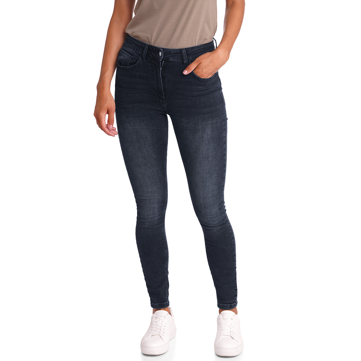 Damen Skinny-Jeans mit Used-Waschung