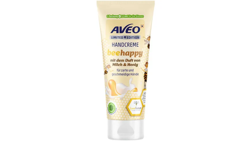 AVEO Handcreme beehappy mit dem Duft von Milch & Honig für zarte und geschmeidige Hände 100 ml