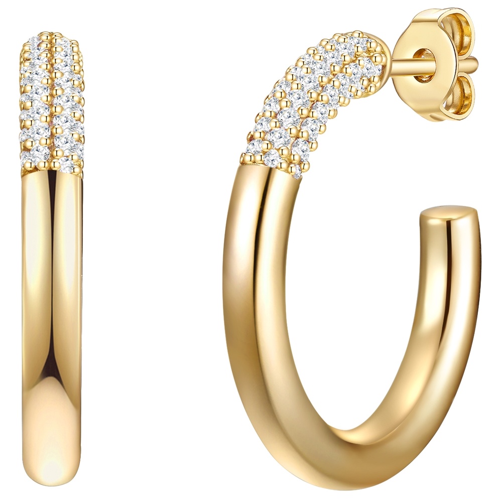 Glanzstücke München Créoles en argent Argent sterling Oxyde de zirconium (CZ) en Or jaune Boucles d'oreilles