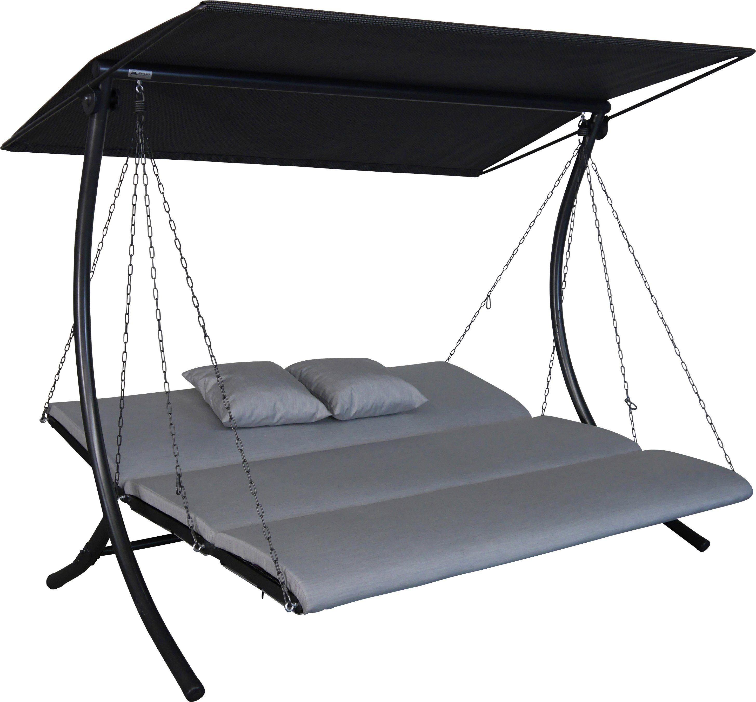 Angerer Freizeitmöbel Hollywoodschaukel Swing Zip granit, 3-Sitzer, Bettfunktion, wetterfest