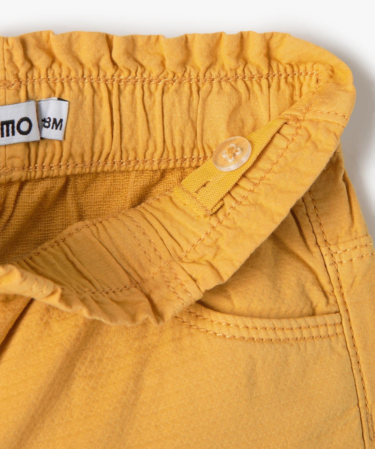 Short bébé fille en toile à taille élastiquée jaune | GEMO