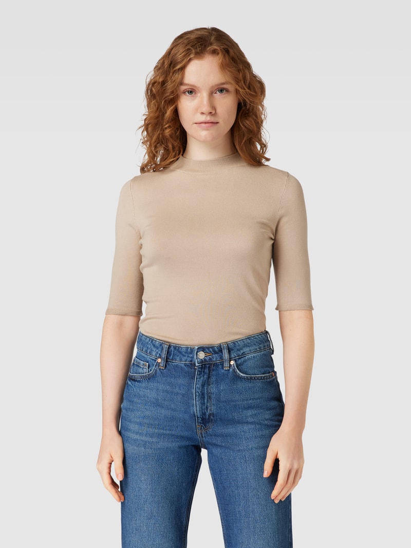 Strickshirt mit Rundhalsausschnitt in sand