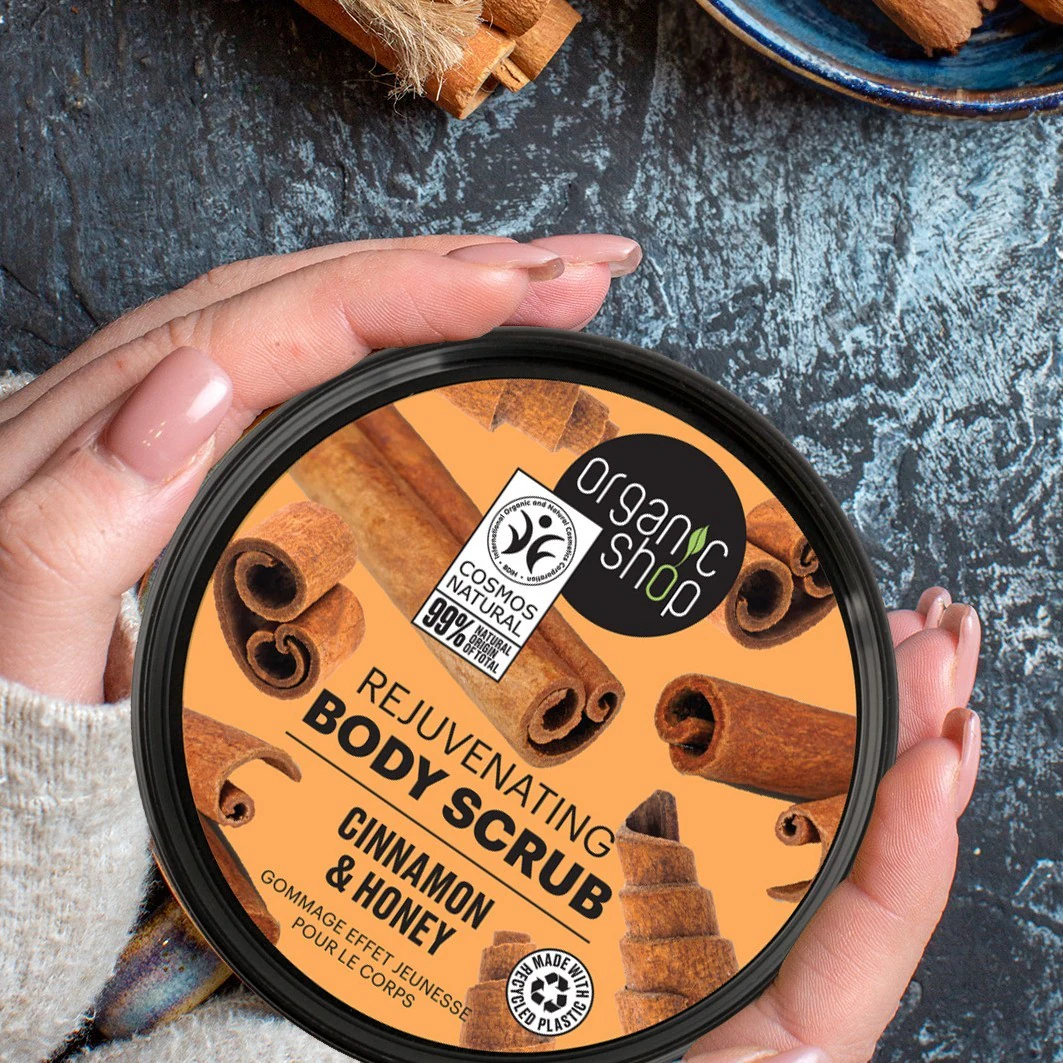 Piling za telo z medom in cimetom Organic Shop Gourmet