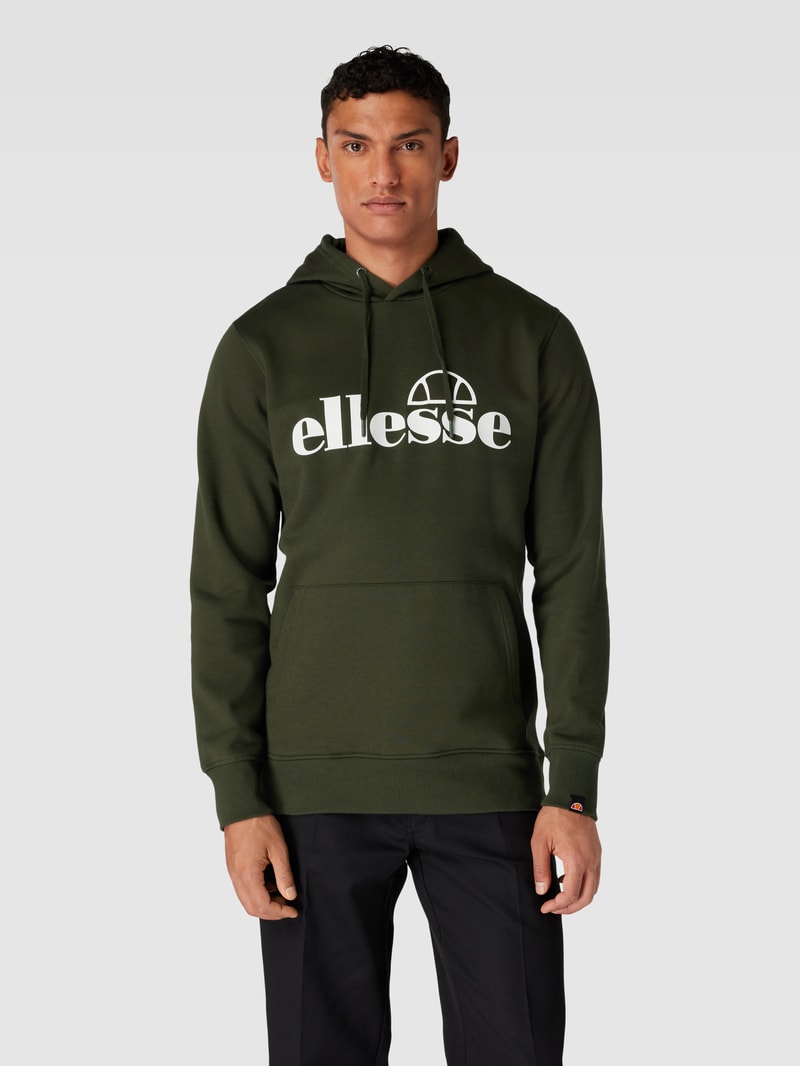 Hoodie mit Label-Print Modell 'Oodia' in dunkelgrün