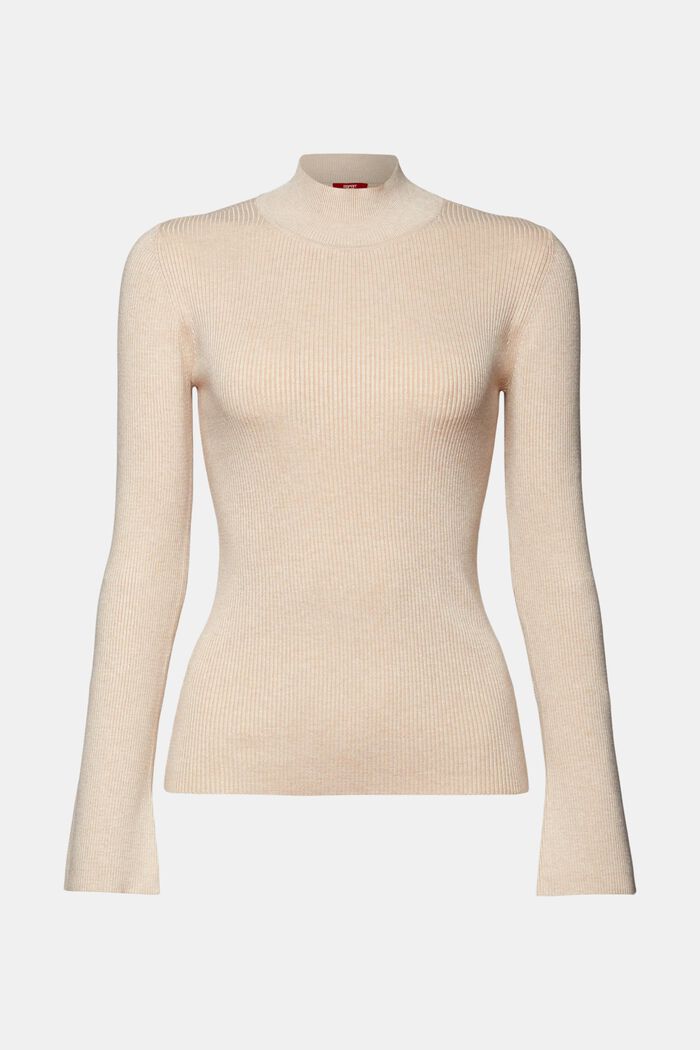 Rippstrick-Pullover mit Stehkragen