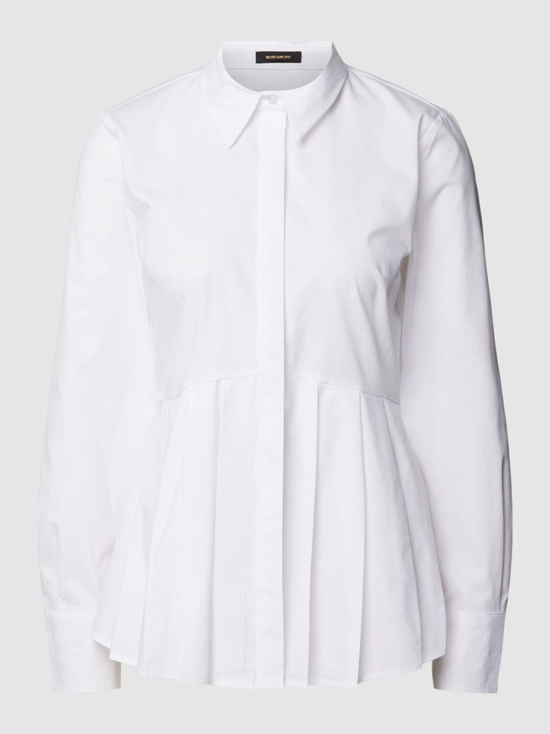 Bluse im Stufen-Look mit gelegten Falten in weiß