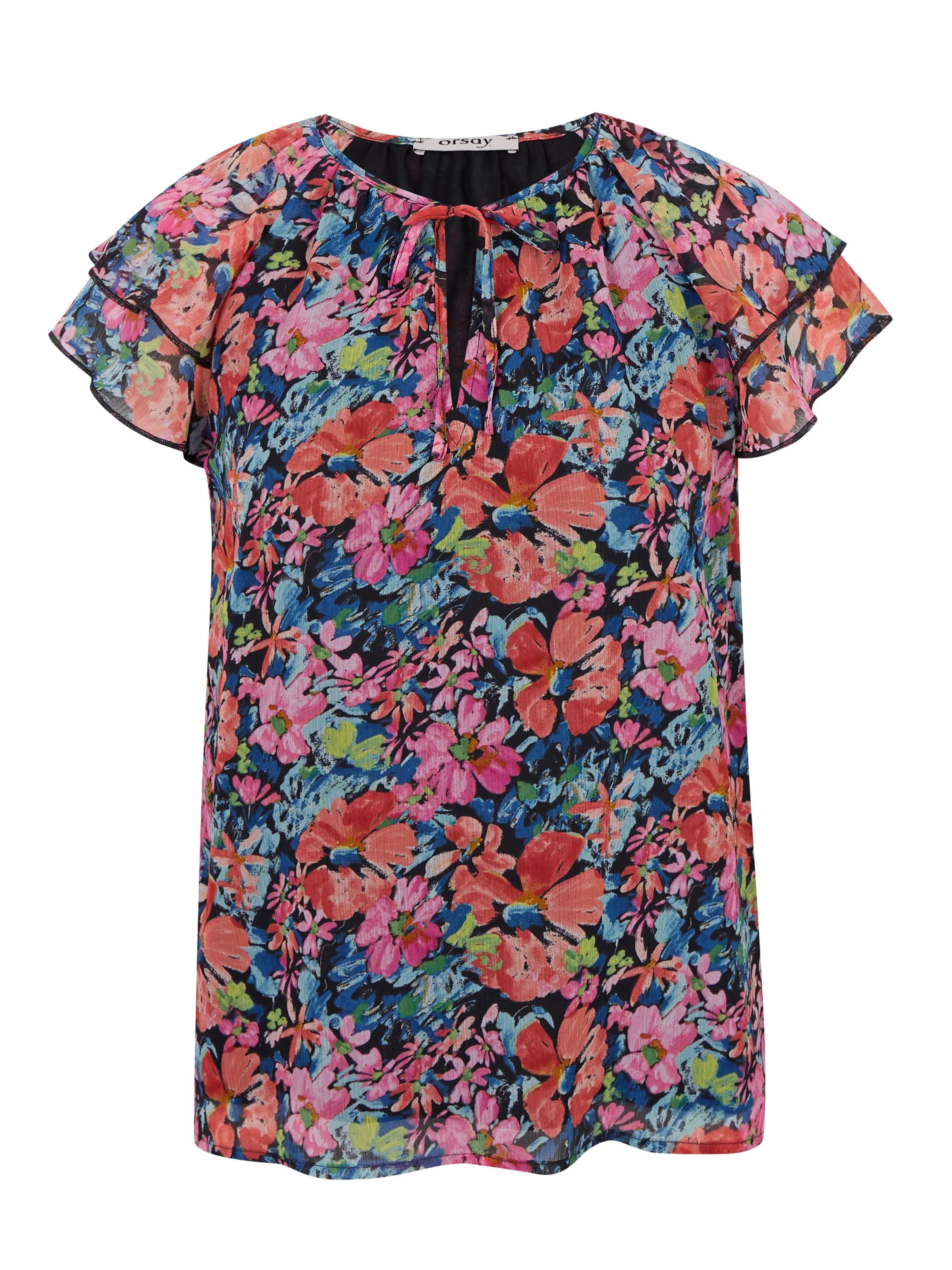 Rote und schwarze Damenbluse mit Blumen ORSAY