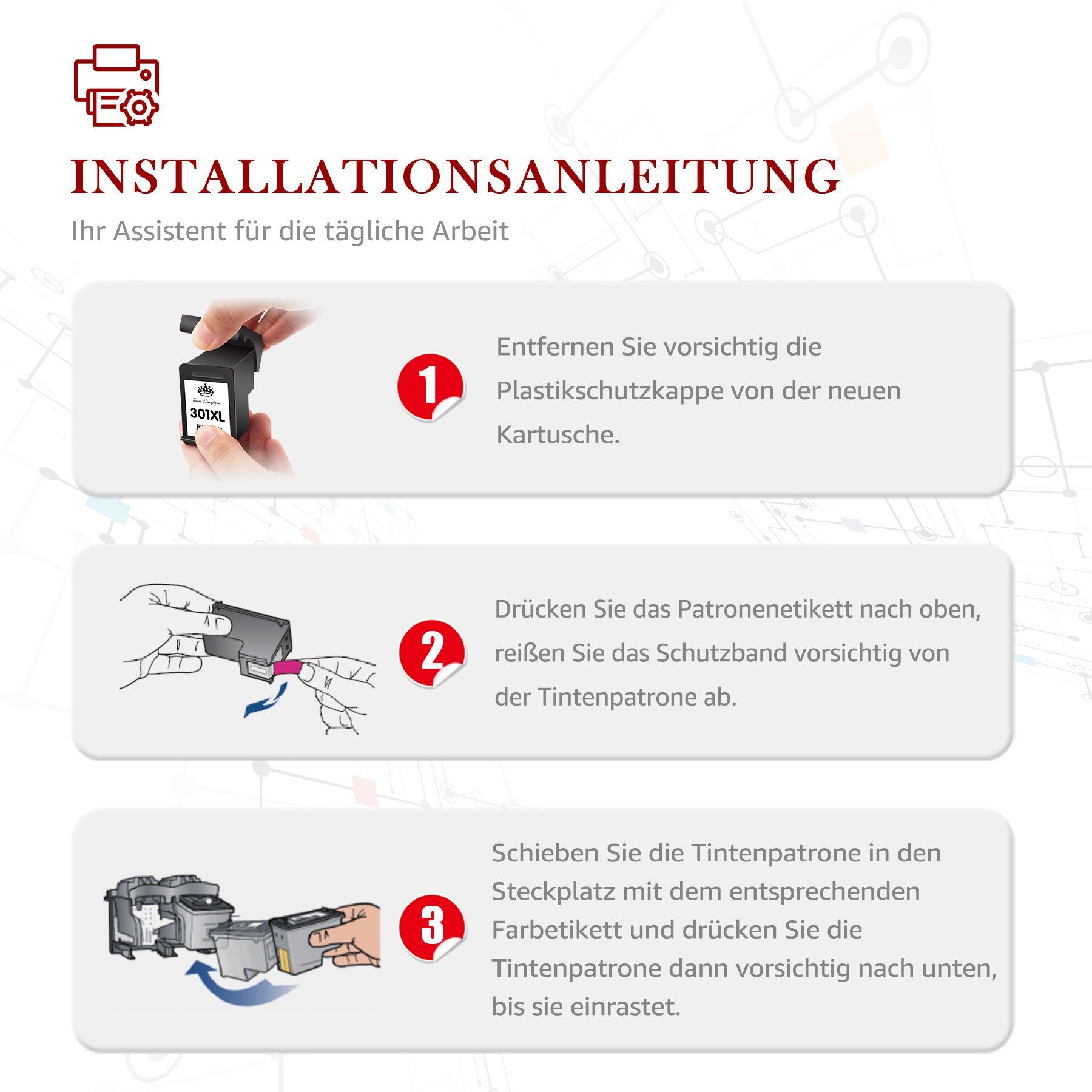 Toner Kingdom ersetzt für HP 301XLEnvy 4502 5532 Deskjet 2540 2542 Tintenpatrone