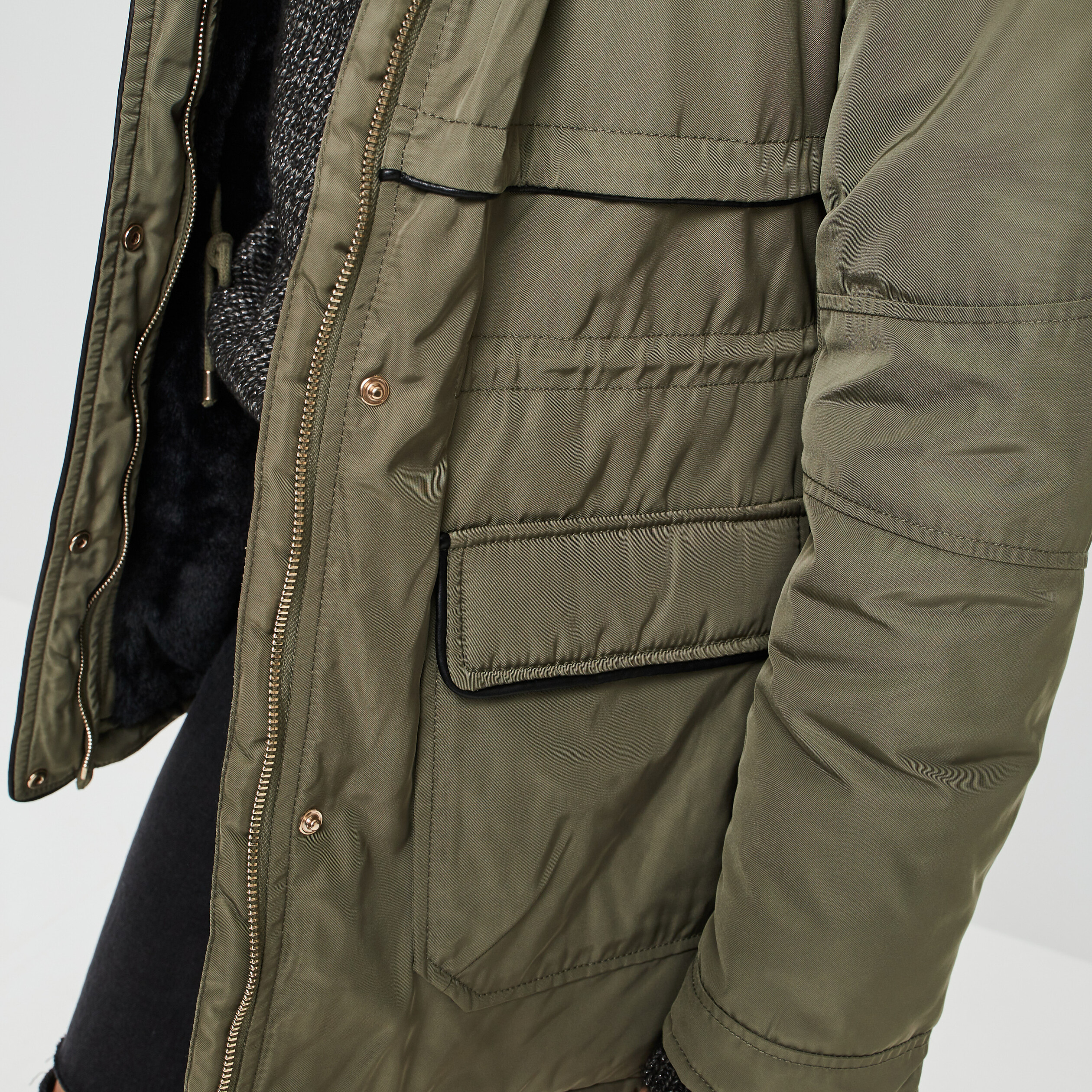 Parka droite à capuche taupe femme | La Halle