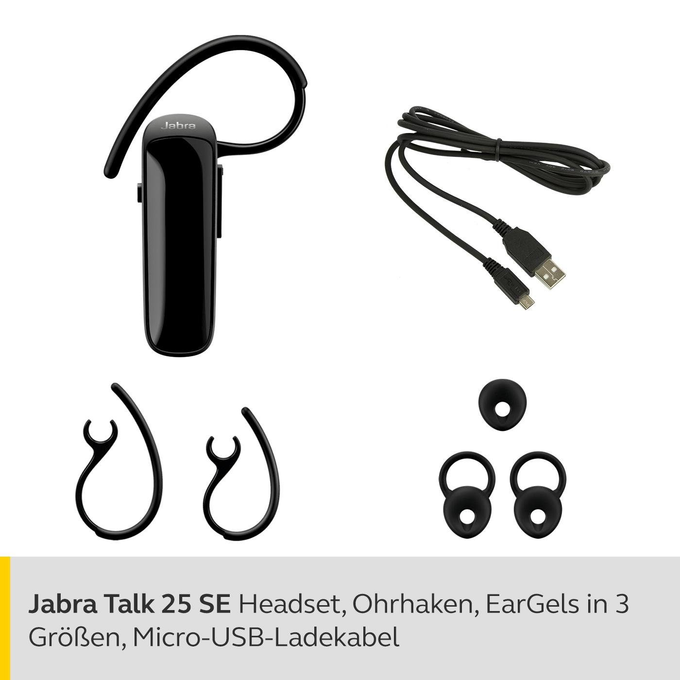 Jabra Talk 25 SE Wireless-Headset (Bluetooth, Bluetooth, Kabellos, HD-Qualität, Omnidirektionales Mikrofon, Bis zu 9 Stunden Gesprächszeit)