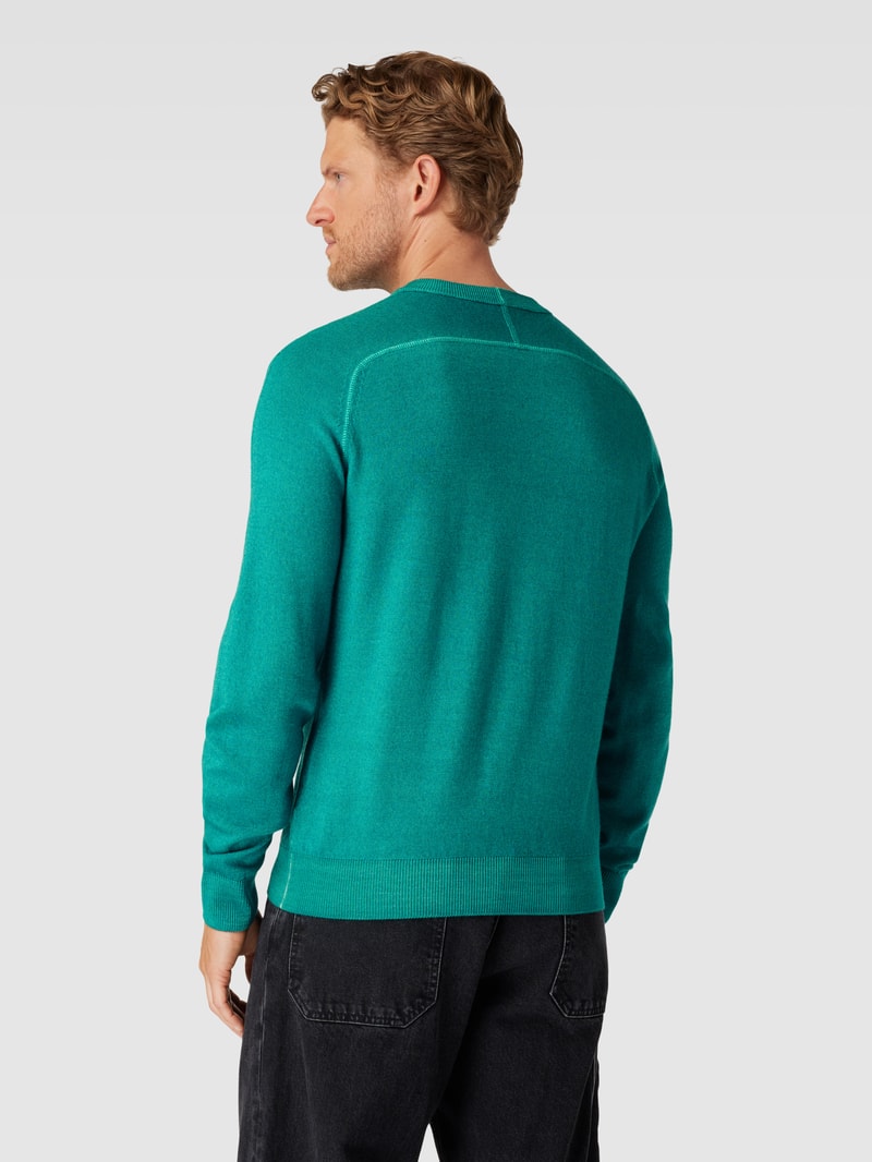 Strickpullover mit Label-Detail Modell 'Astefe' in dunkelgrün
