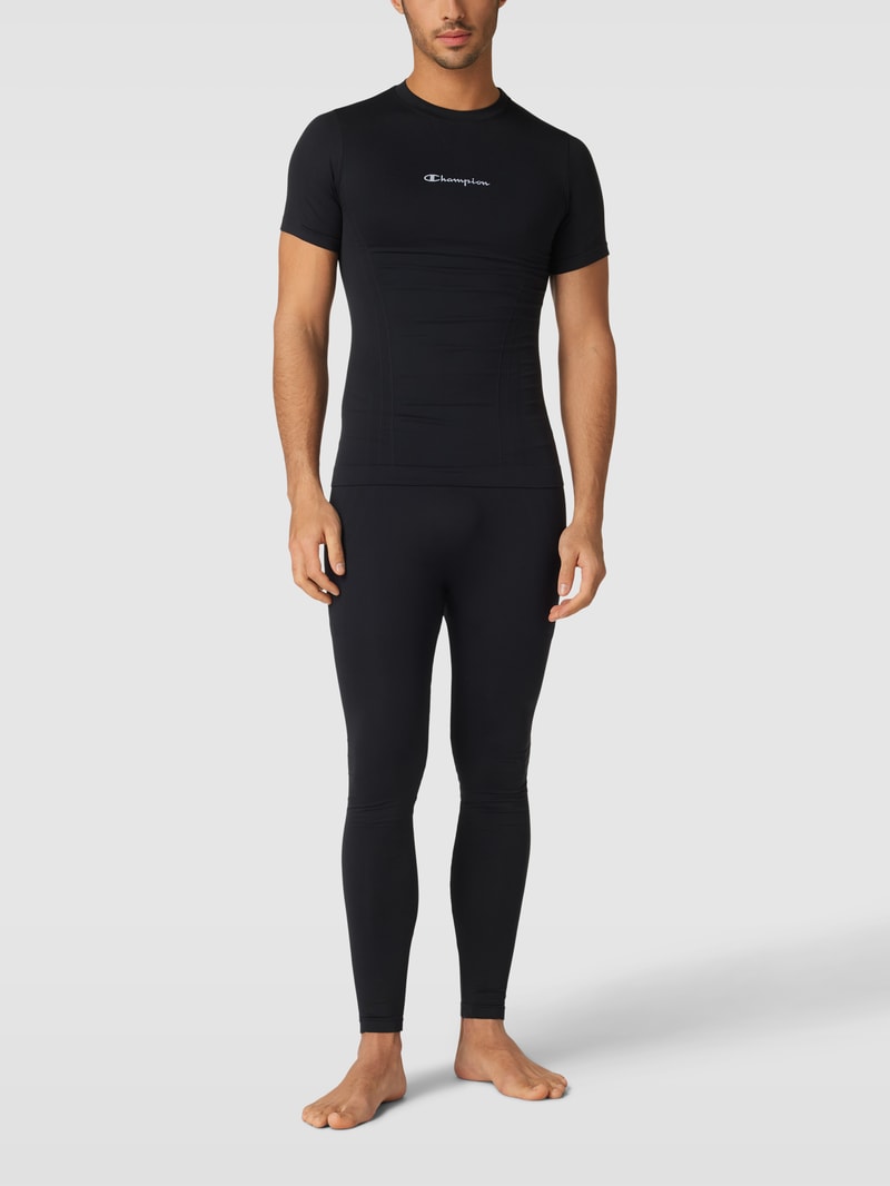 Atmungsaktives T-Shirt mit Label-Print in schwarz
