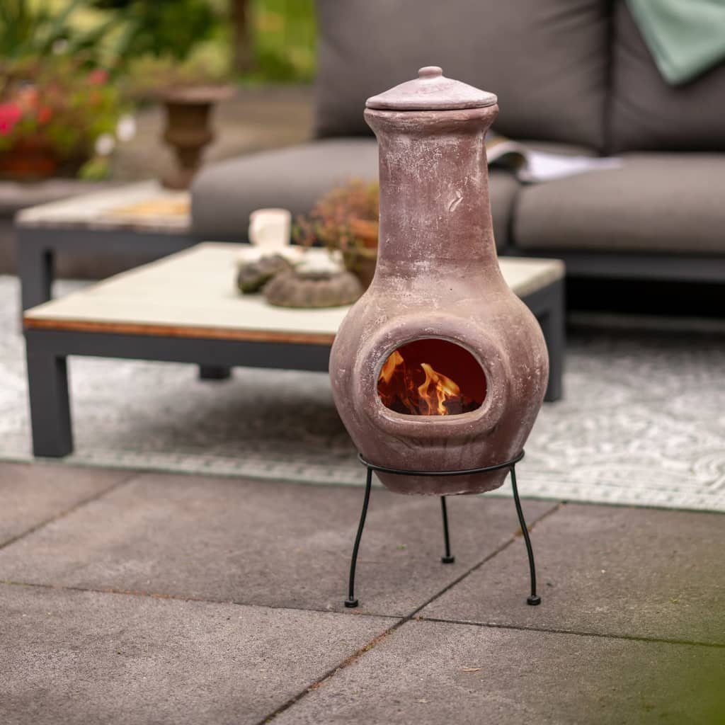 REDFIRE® Feuerstelle Kaminofen Salamanca Dunkelrot 36 x 36 x 85 cm Ton