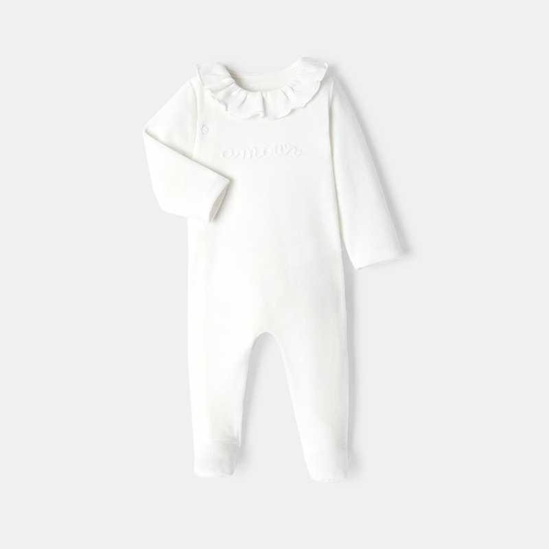 Dors-bien col collerette en velours blanc naissance Absorba