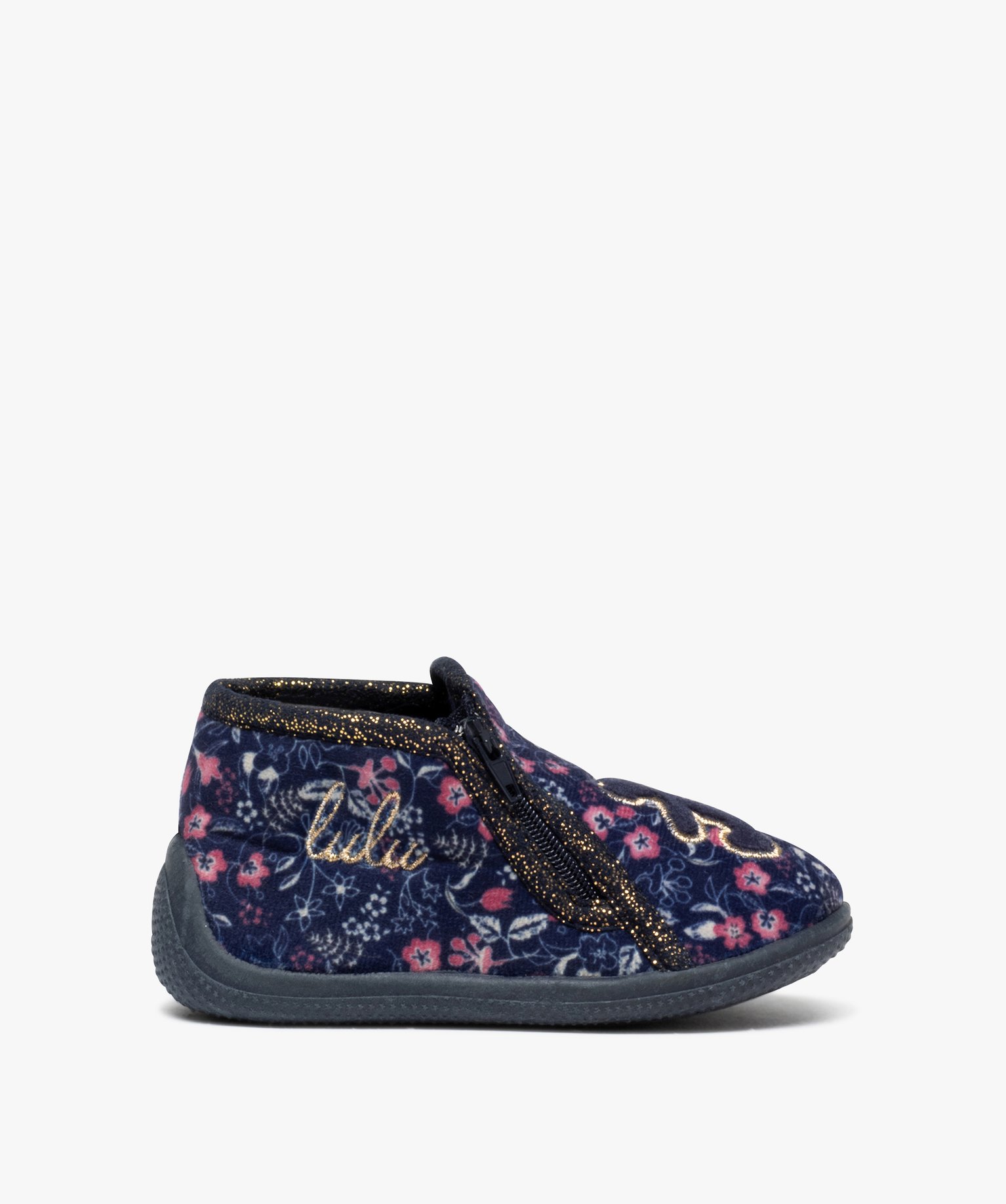 Chaussons bébé fille en velours imprimé fleurs - Lulu Cas... bleu | GEMO