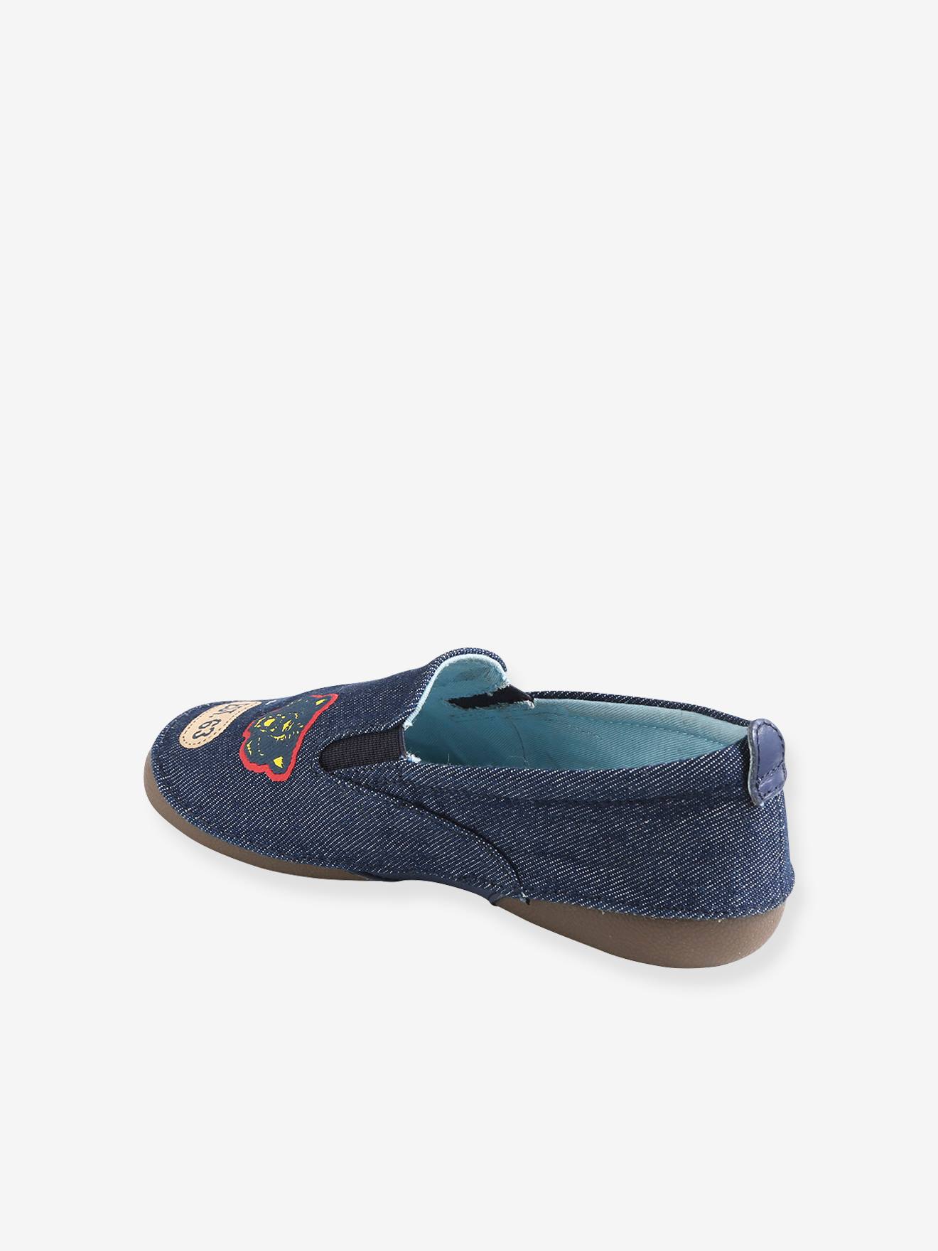 Chaussons élastiqués garçon en denim bleu denim