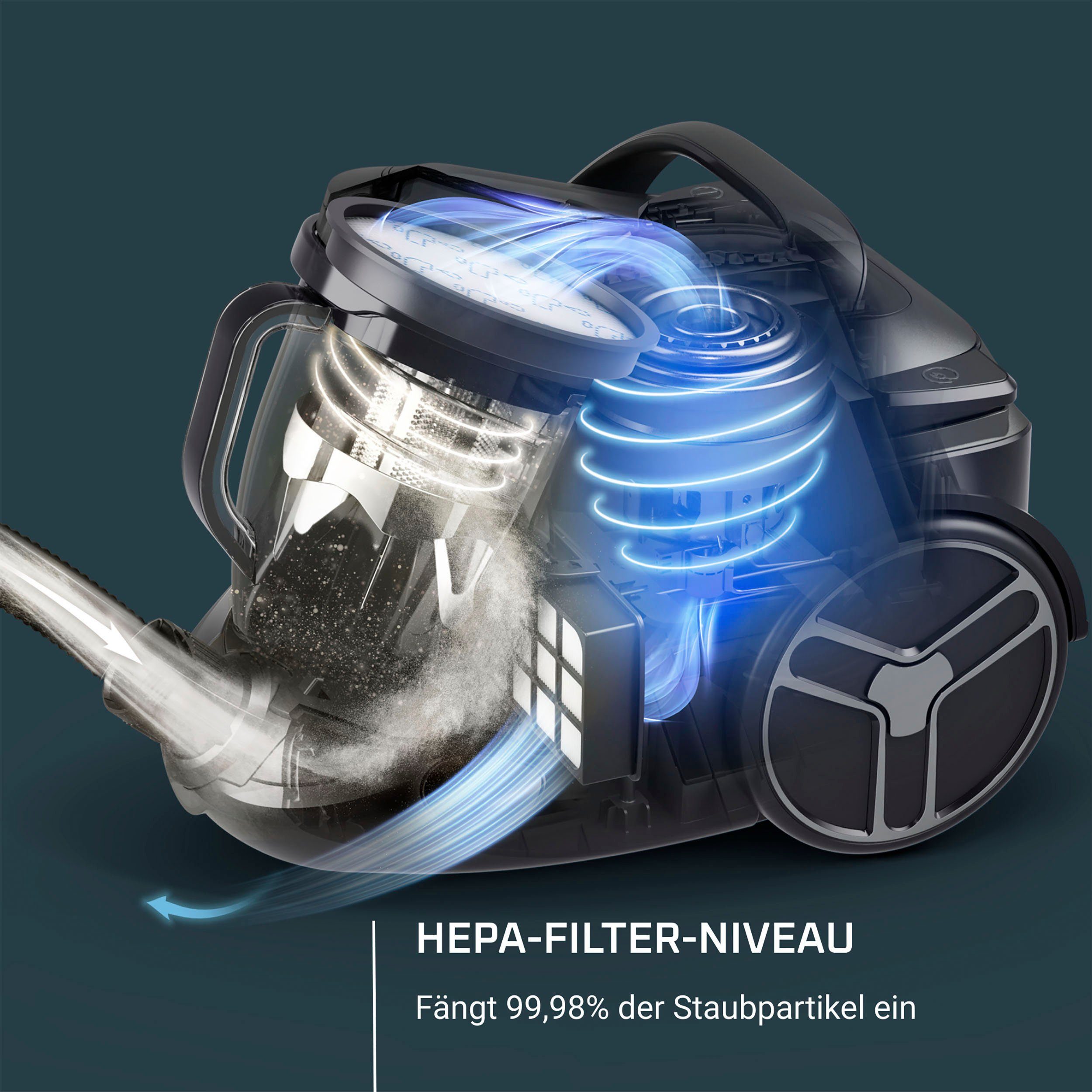 Rowenta Bodenstaubsauger RO7935 Silence Force Cyclonic Parkett, 500 W, beutellos, mit nur 59 dB(A), 12 m Aktionsradius, Staubbehältervolumen 2,5 Liter