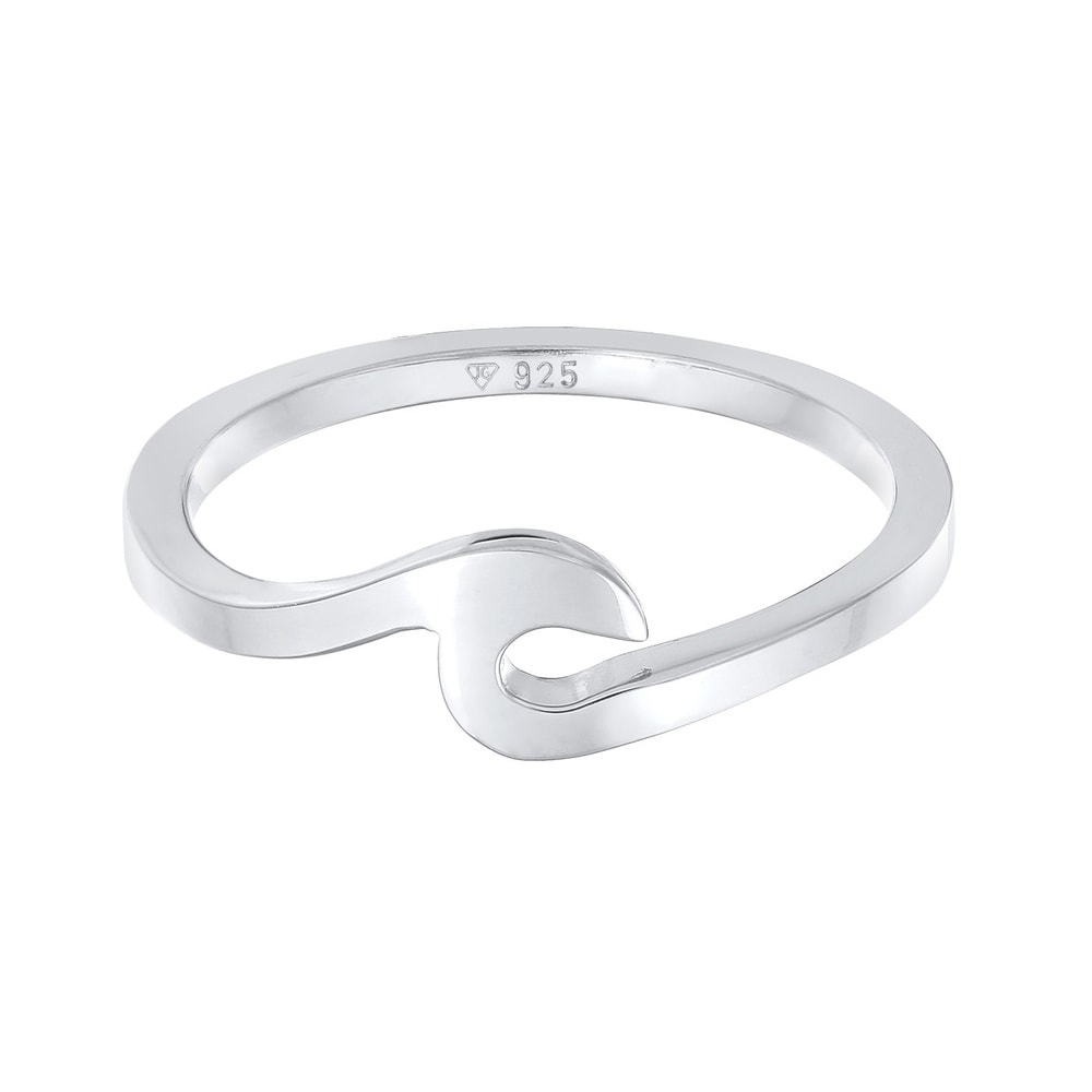 Elli Elli Bague Femmes Vague Basique Tendance en Argent Sterling 925 Bague