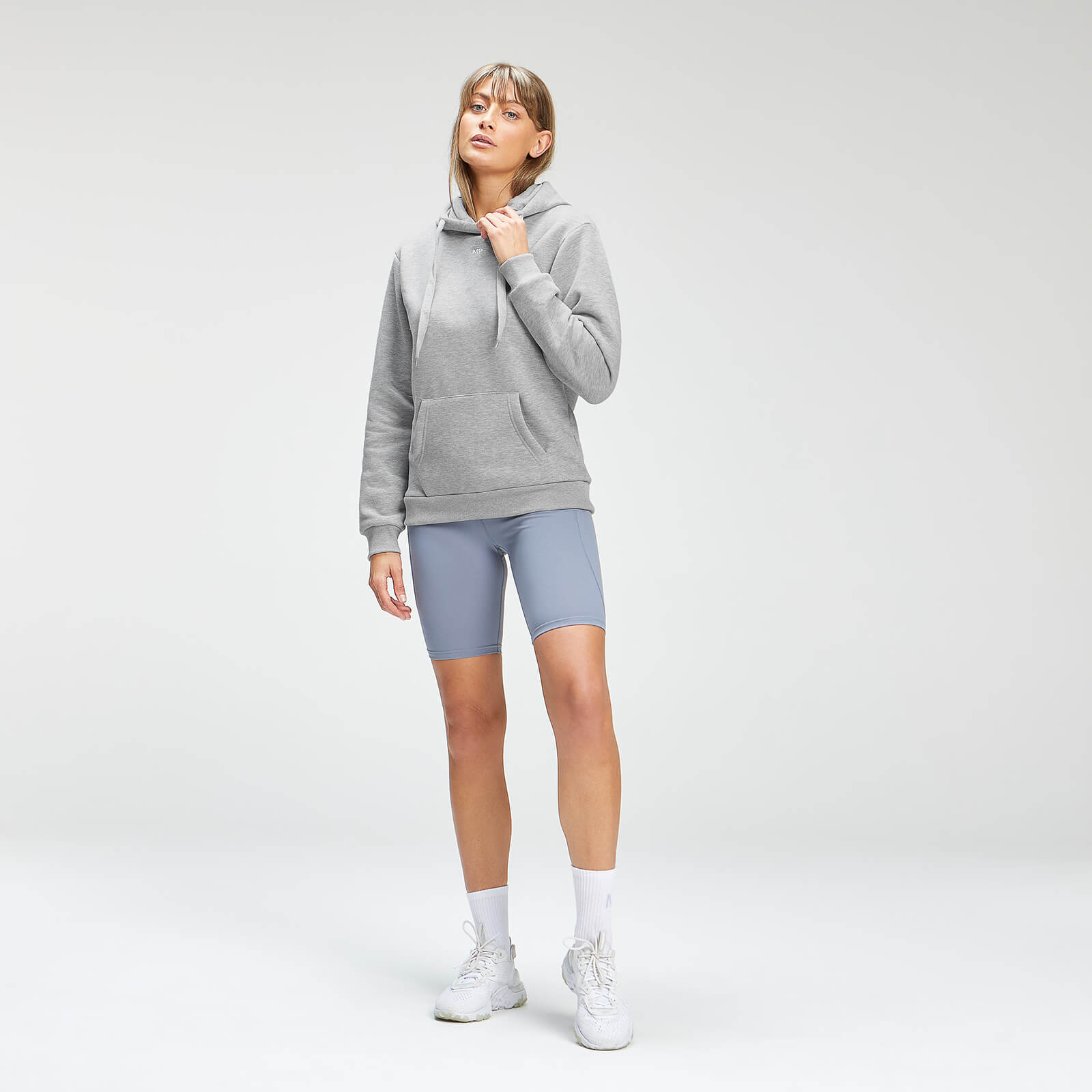 Sweat à capuche avec poche kangourou MP pour femmes – Gris Chiné