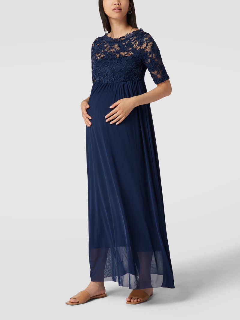 Umstands-Maxikleid mit floraler Spitze in marineblau