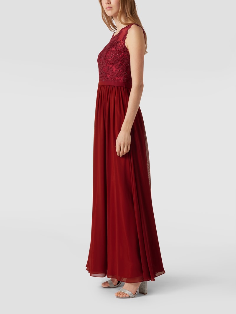Abendkleid mit Pailletten in bordeaux rot