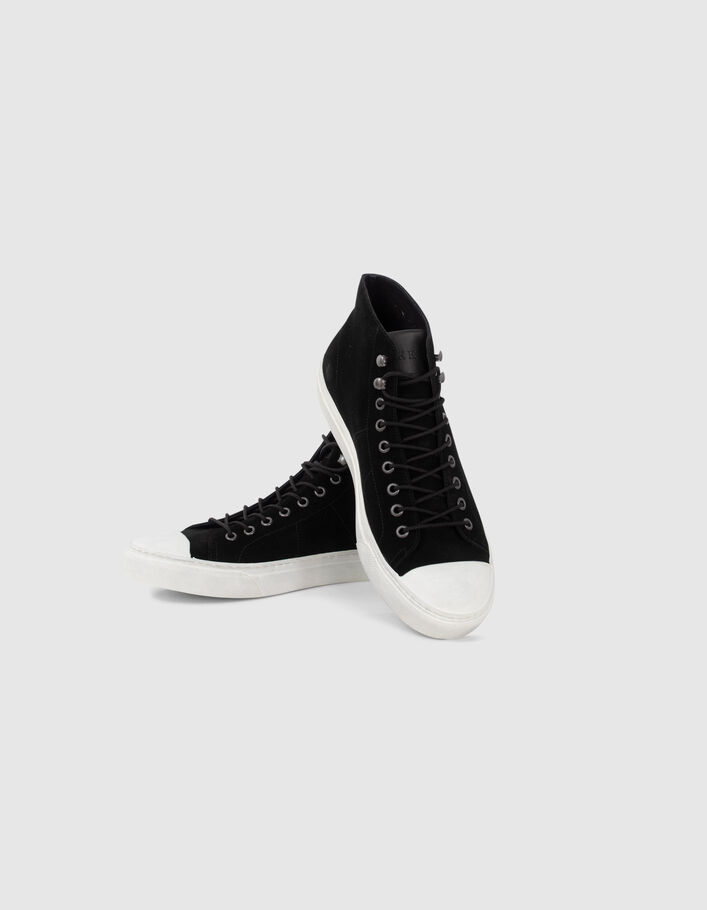 Baskets hautes noires cuir velours Homme